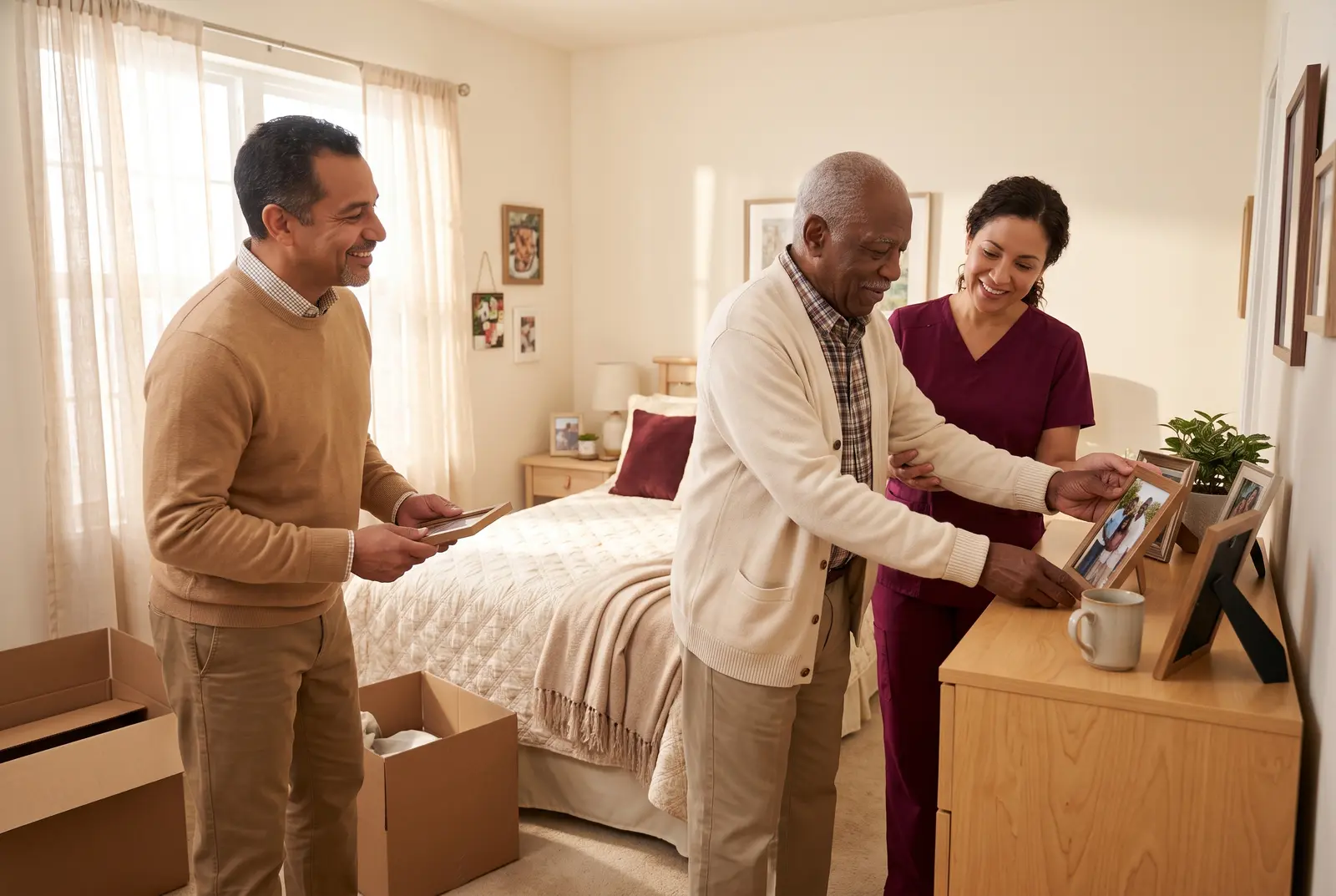 A senior moving into a homelike care home in the Collin County area