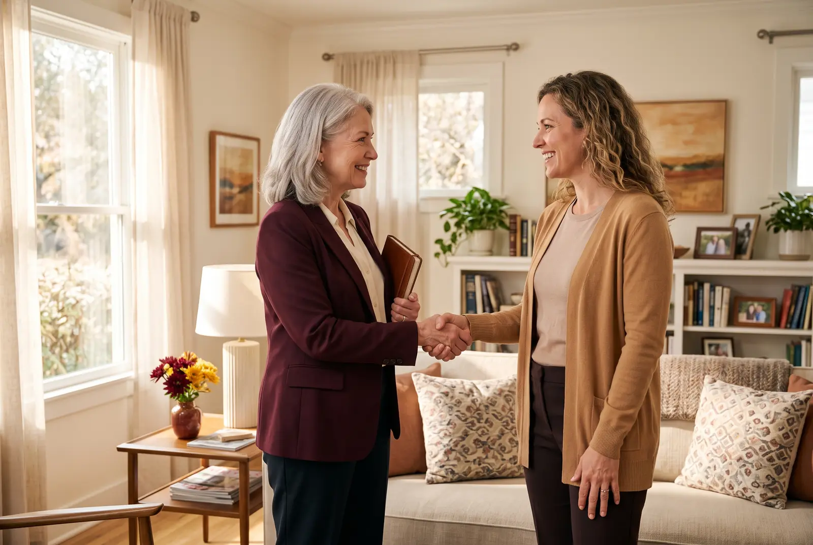 Care advisor meeting with a care home provider